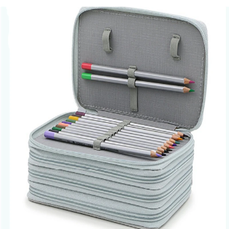 

50pcs/lot New Students Stationary Pen Eraser Pouch Organizor Bag 72 Inserting Large Capacity 4 Layers Pencil Holder Case