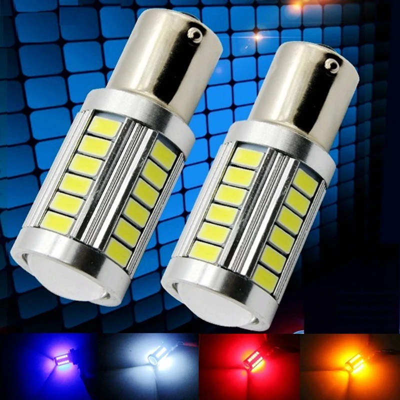 2pcs 1156 BA15S P21W 33 smd 5630 5730 led Car Tail Bulb Brake Lights auto Reverse Lamp Daytime Running Light red white yellow 2X