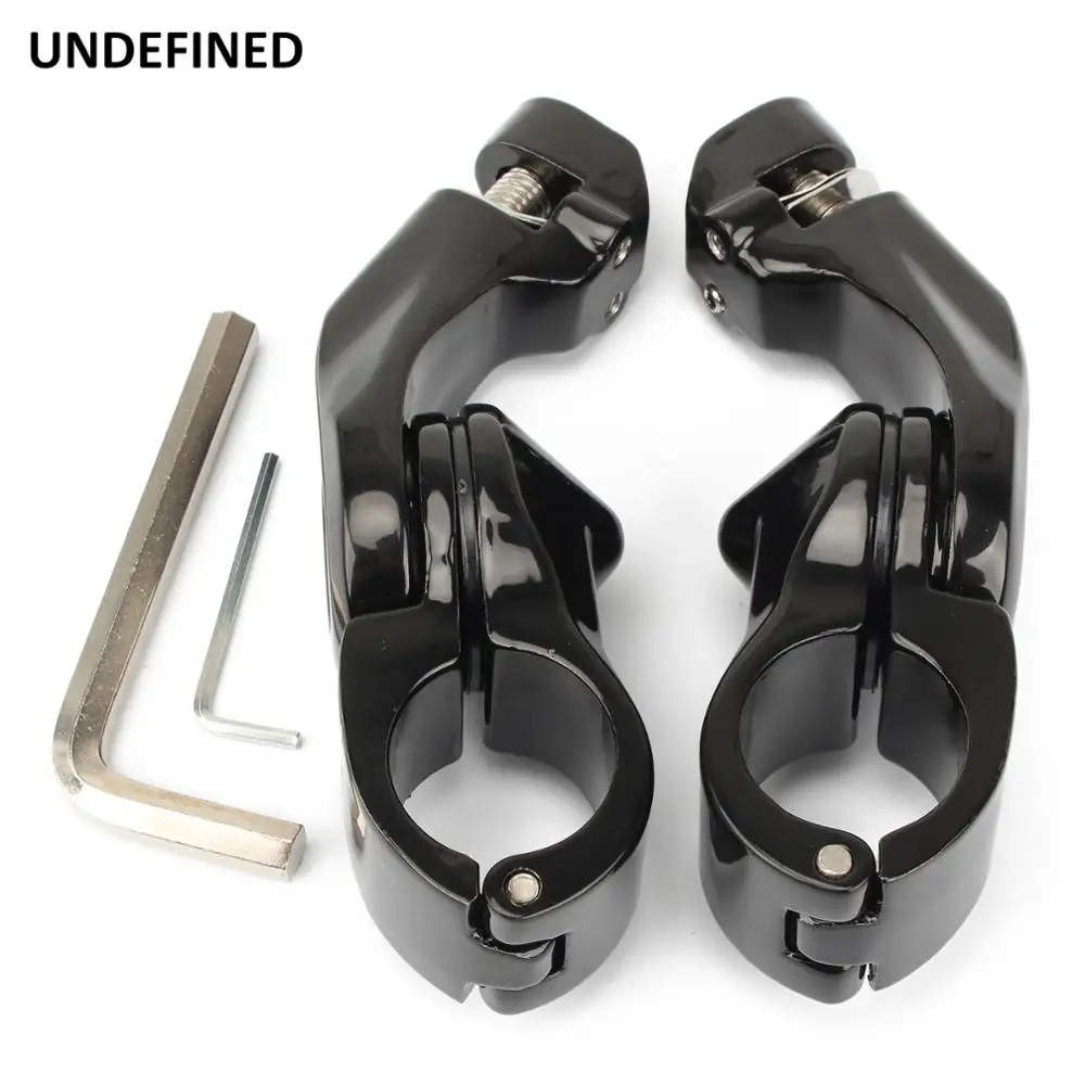 

1 1/4" 32mm Motorcycle Highway Foot Pegs Adjustable Mount Engine Guard Crash Bar Footrest Bracket For Harley Dyna etc Universal