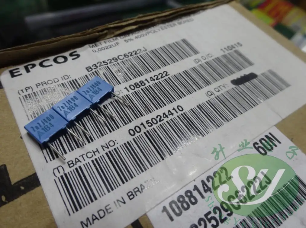 

Горячая Распродажа 30 шт./50 шт. EPCOS 0,0022 мкФ/400v 2.2nf 2200pf 2n2 222 пленочный конденсатор B32529C6222J Бесплатная доставка