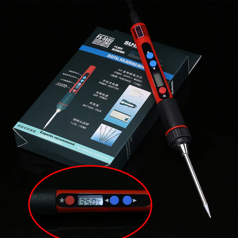 

Portable Digital LCD USB Soldering Iron 5V 10W Ferro De Solda Adjustable Temperature Solder Iron Welding Tools