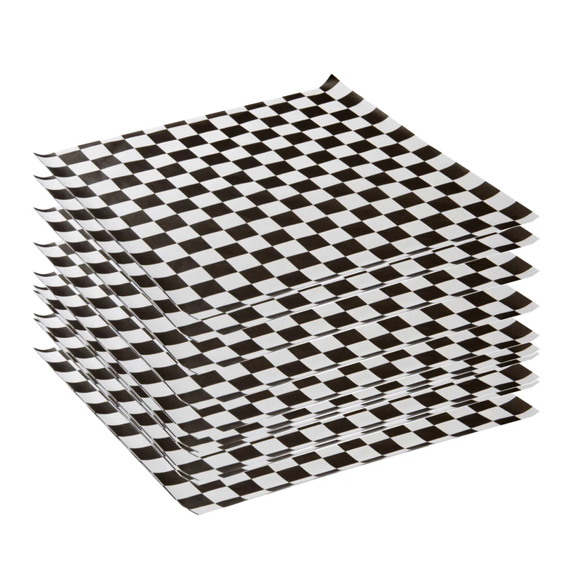 500 Sheet Baking Oil Paper Greaseproof Black and white Checkered Wax Paper Packaging Food Wrappers Printed Disposable Paper set