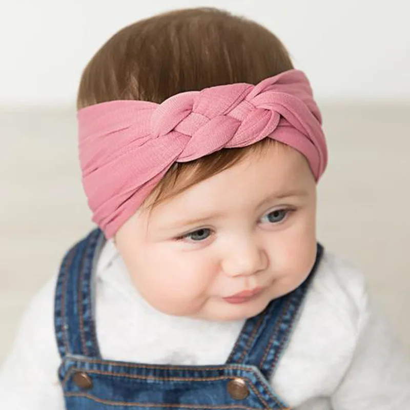 Baby Headband Twist Top Knot Soft Girl Nylon Hair Accessories Toddler Solid Turban Newborn Photo Props Kid Lovely Headwrap