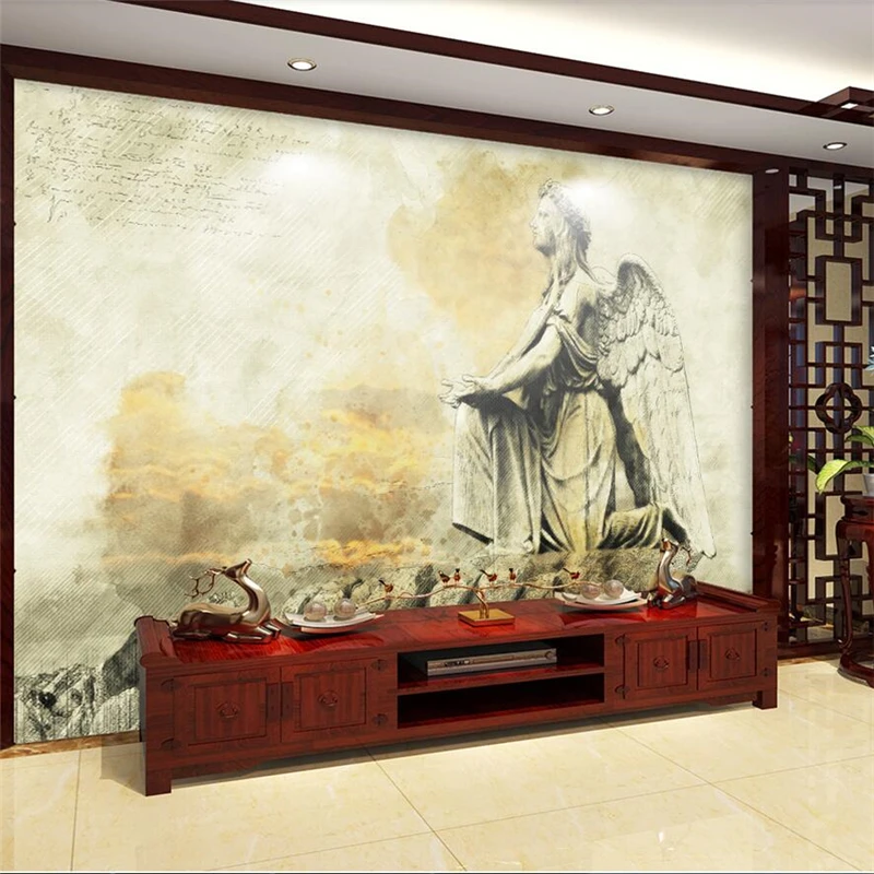 wellyu Custom wallpaper European sketch Color Angel Custom Large mural Environmental wallpaper papel de parede para quarto