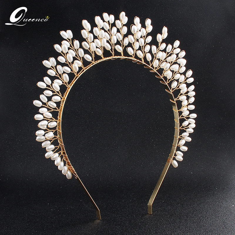 

Rose Gold Color Pearls Hairbands Wedding Hair Jewelry Party Bridal Crowns Hair Accessories Fashion Noiva Tiaras Gift for Girls