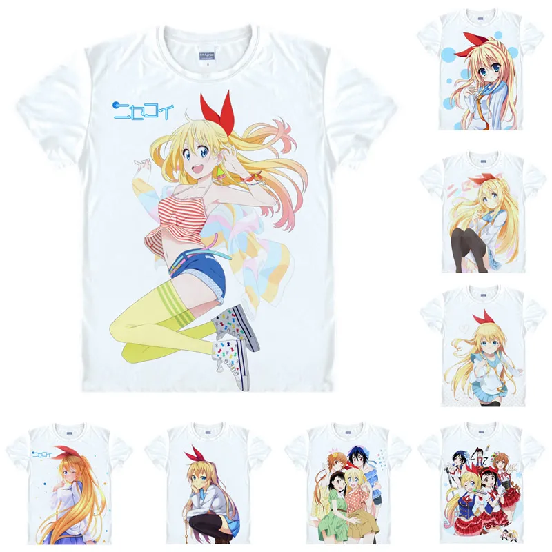 Coolprint Anime Shirt Nisekoi, False Love T-Shirts Multi-style Short Chitoge Kirisaki Raku Ichijo Cosplay Motivs Hentai Shirts