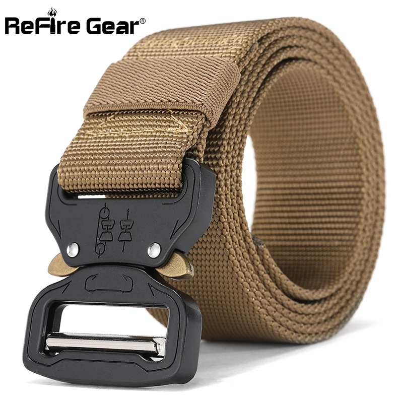 ReFire Gear Military Combat Tactical Belt Men Fast Release Metal Buckle Army Belt SWAT Heavy Duty Durable Nylon Waist Belt 3.8cm