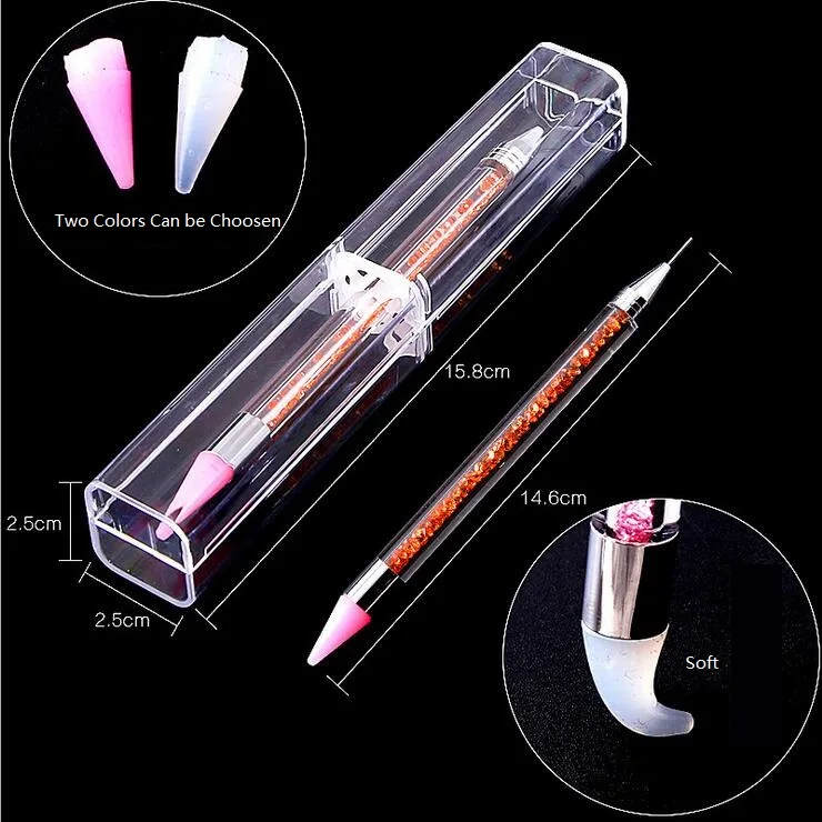 Dual-ended Nail Dotting Pen Crystal Beads Handle Rhinestone Studs Picker Wax Pencil Manicure Nail Art Tool