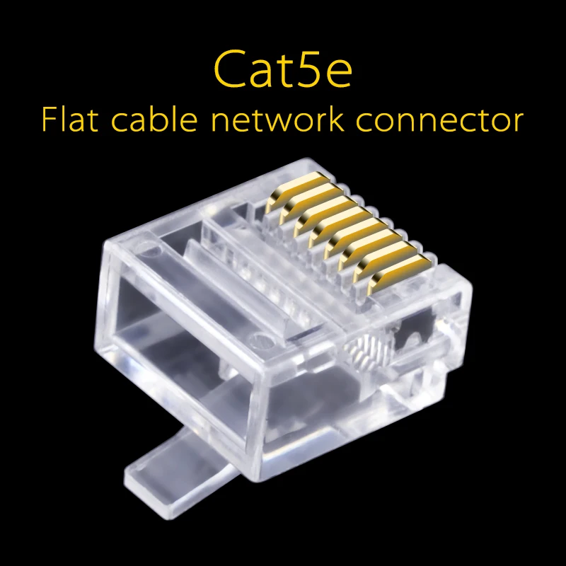 Cable de red plano cncob Cat5e utp, conector de red 8P8C rj45, conector Ethernet modular, RJ-45, Cabeza corta de cristal, 50 Uds.