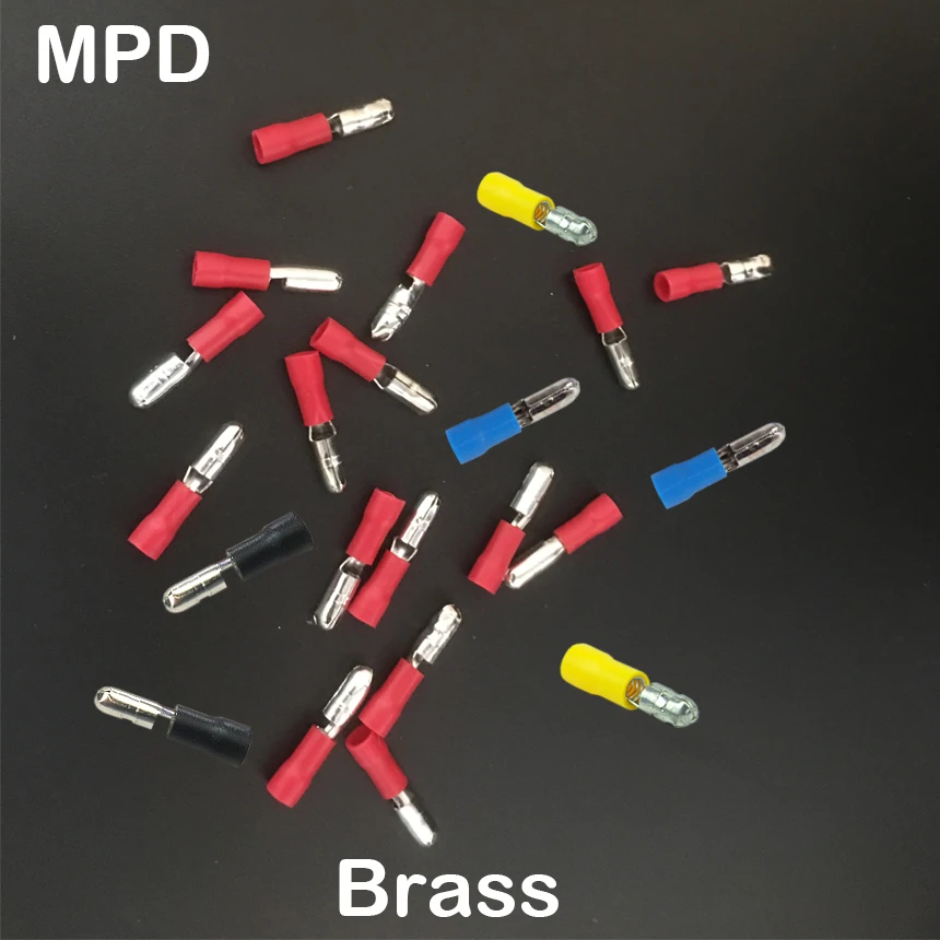 MPD1.25-156 Blue Red Yellow Black Green Brass Pre-Insulating Male Bullet Disconnect Wire Cable Connector Lug Crimp Terminal