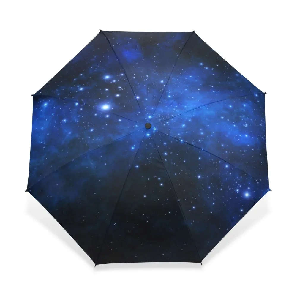 New Milky Way Starry Sky Women's Automatic Umbrella Parasol Three Folding Rain Umbrella Parapluie Outdoor Sun Protection Tool