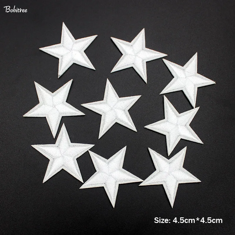 10 pcs White Stars Clothes Patches Iron on Stickers on Clothes Appliques Sewing Embroidered Patches For Clothes