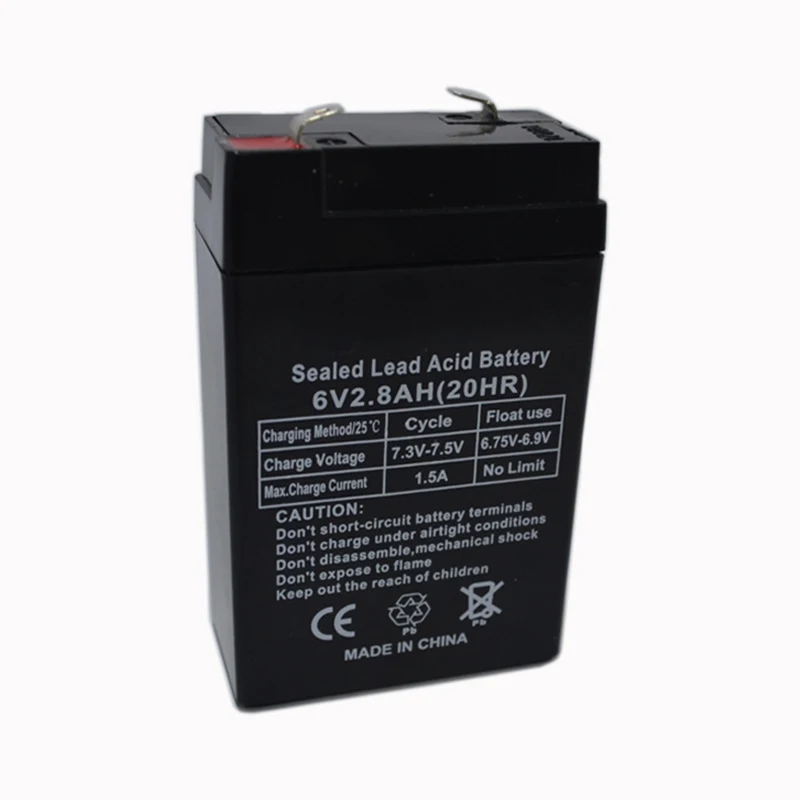 6V 2.8AH Battery Lead Acid Rechargeable Storage Batteries Power Supply for Children\'s Car Desk Lamp LED Lights Electronic Scales