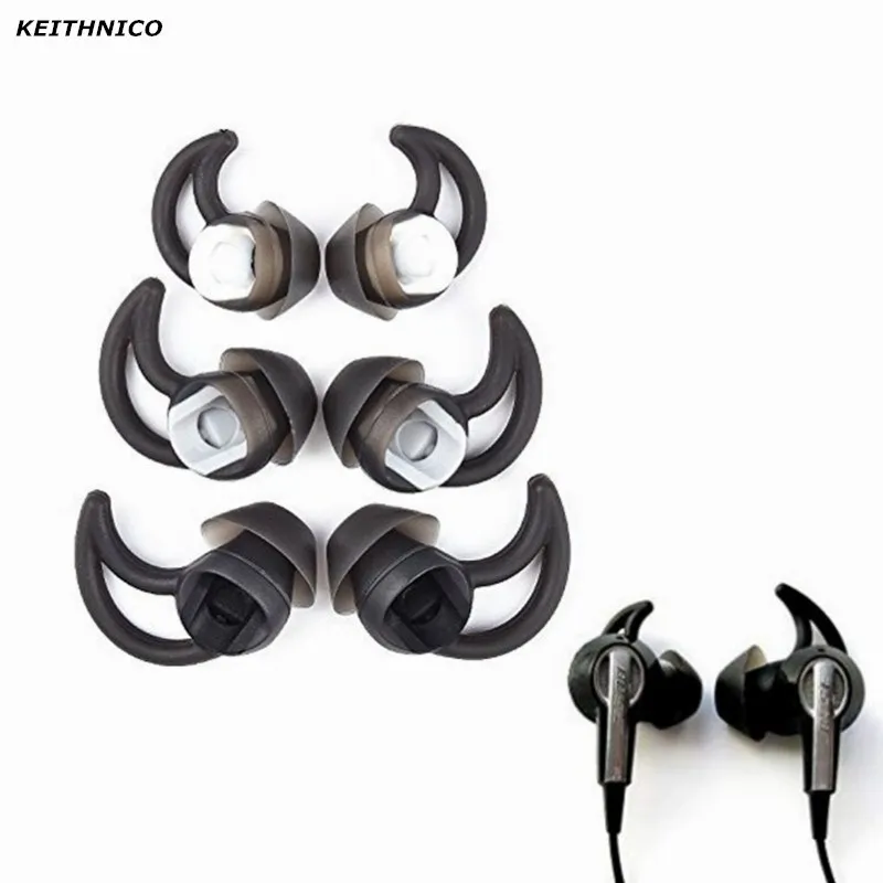 3 Pairs Silicone Earbuds Tips Replacement Noise Isolation for Bose Soundsport Wileless QC20 QC30 In Ear Earphones(S/M/L Size)