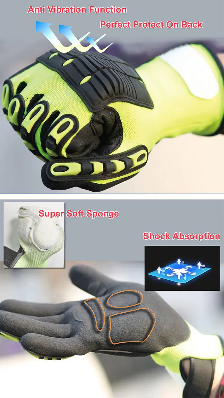 NMSafety 100% High Quality Anti Vibration New Mechanic Gloves Cut-Resistant Safety Hand Work Gloves