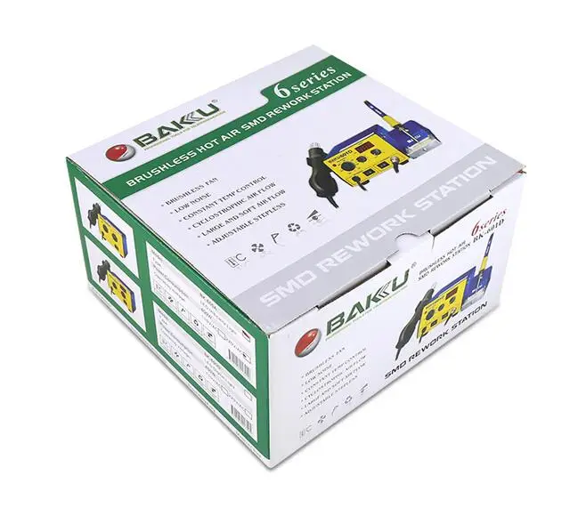 Hot Air SMD Rework Station 220V/110V LED Digital แสดงสถานีบัดกรี BGA Rework บากู BK-601D