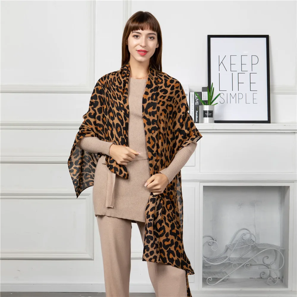 Jinjin.QC 2019 New Scarf Women Cotton Material Leopard Animal Print detail Casual Print 180*90cm Fashionable Lightweight Scarves