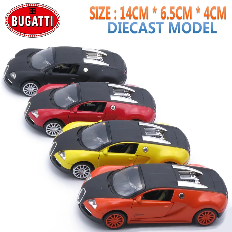 14Cm Length Diecast Bugatti Model Car Toys For Boys With Metal Material, Pull Back And Flashing Function