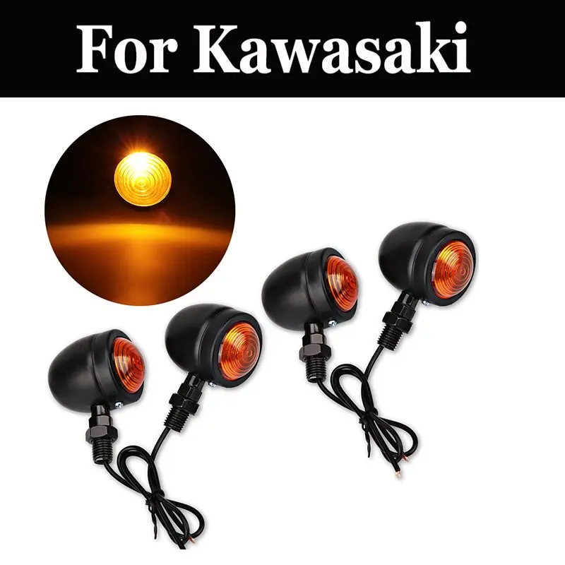 4pcs/Set Chrome Front Rear Turn Signal Light Motorcycle For Kawasaki Zepher 1100rs 1100 400 750 750rs W2 650ss W3 650 W650