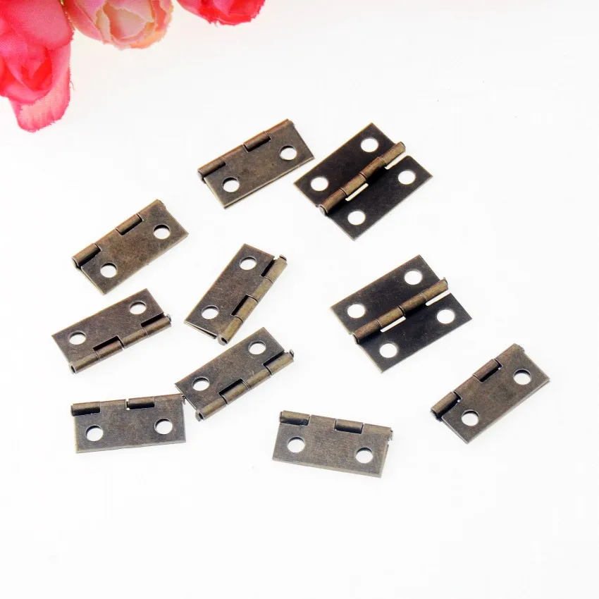 Frete Grátis 100 pcs Hardware Tom de Bronze 4 Furos DIY Caixa Butt Dobradiças Da Porta (Não Incluindo Parafusos) 18x15mm J3290