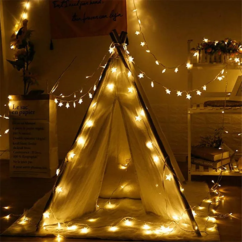 10Leds Kerstboom Ster Licht Led String Fairy Light Xmas Party Thuis Bruiloft Tuin Guirlande Kerst Led Light Decoratie