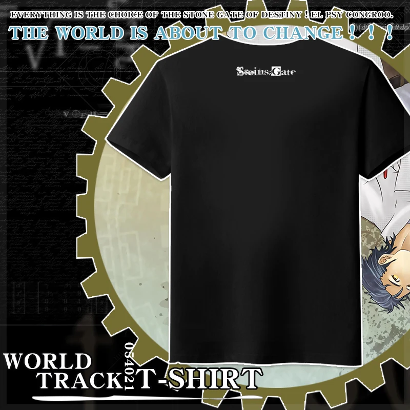 Anime JK Steins Gate Logo Cosplay Costume Shirt Tops Tee  Cartoon T-Shirts High Quality Women Men Unisex t shirt tshirt Black