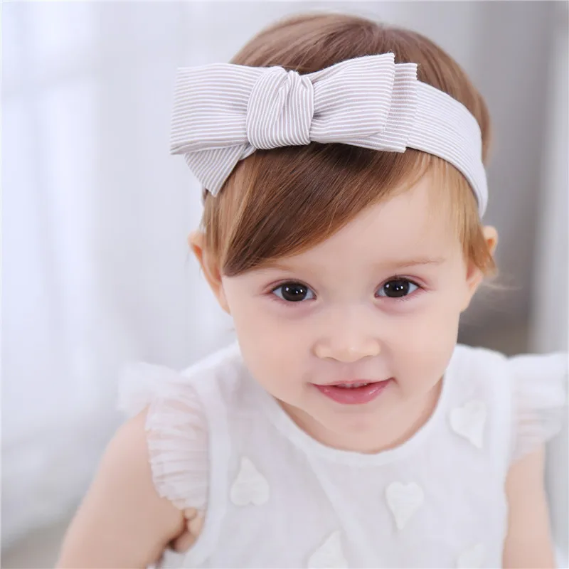 2020  New Adorable Striped Newborn Toddler Headband Elastic Baby Headdress Kids Hair Band Girl Bow Knot drop shopping