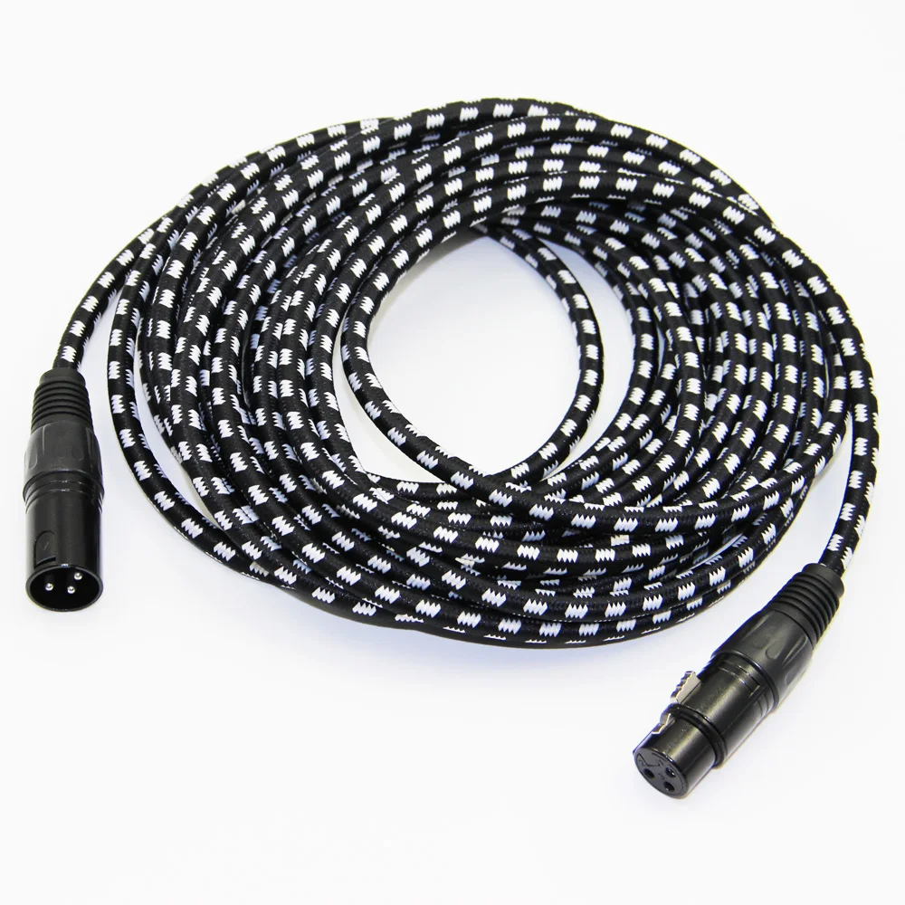 Bochara Fabric Braided XLR Cable Male to Female M/F 3pin jack Multi-Shielding OFC Copper For Mic Mixer 1m 2m 3m 5m 10m 15m 20m