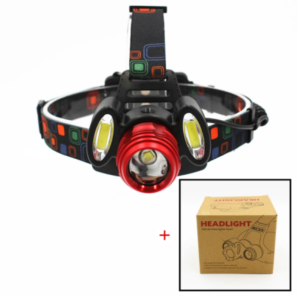 Imagem -06 - Led Farol Zoomable 1800lm t6 Cob Sensor de Cabeça Lanterna Tocha Recarregável Cabeça Luz Testa Cabeça da Lâmpada de Farol de Pesca