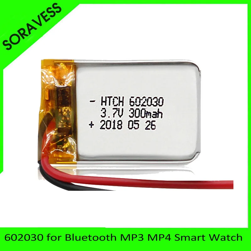 300 mAh 602030 3.7 V Pin lithium polymer, bluetooth MP3 MP4 Đồng Hồ Thông Minh không dây Thẻ âm Sạc Li-ion Tế Bào