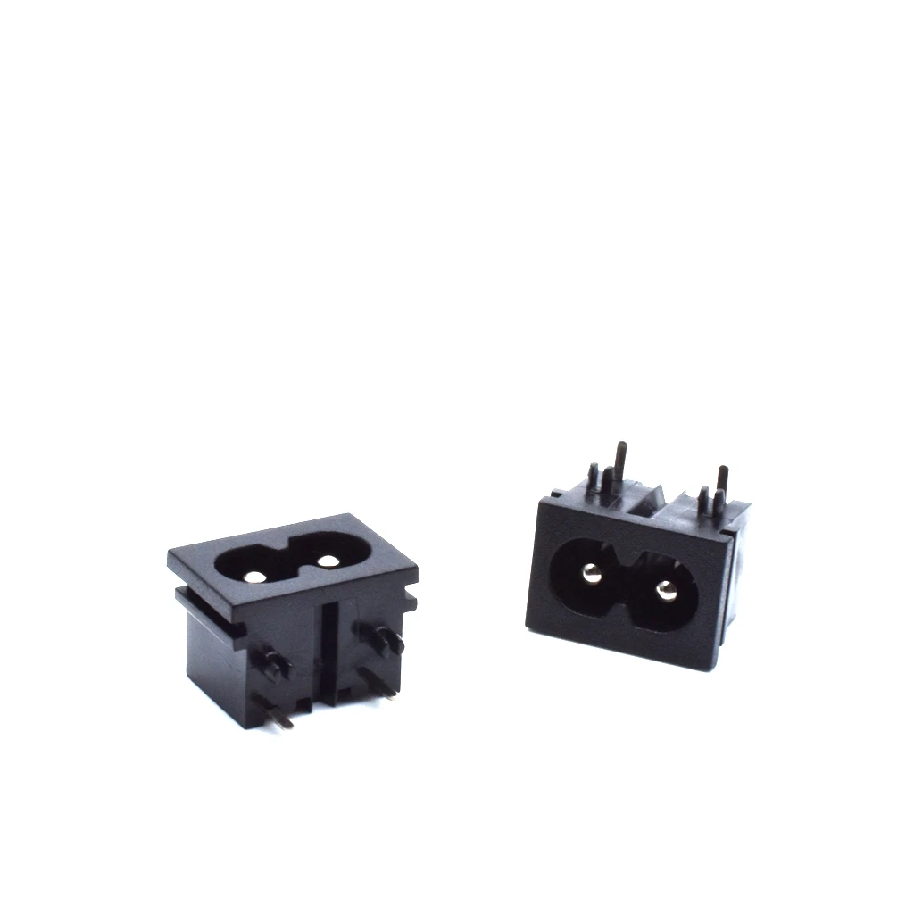 10Pcs Black Male Plug IEC320 C8 Power Socket Connector AC 250V 2.5A Right Angle