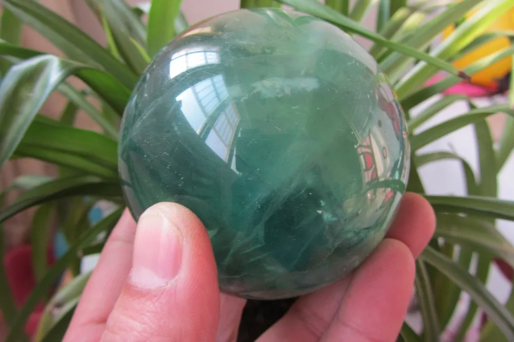 81mm AAA NATURAL PRETTY FLUORITE CRYSTAL SPHERE BALL HEALING