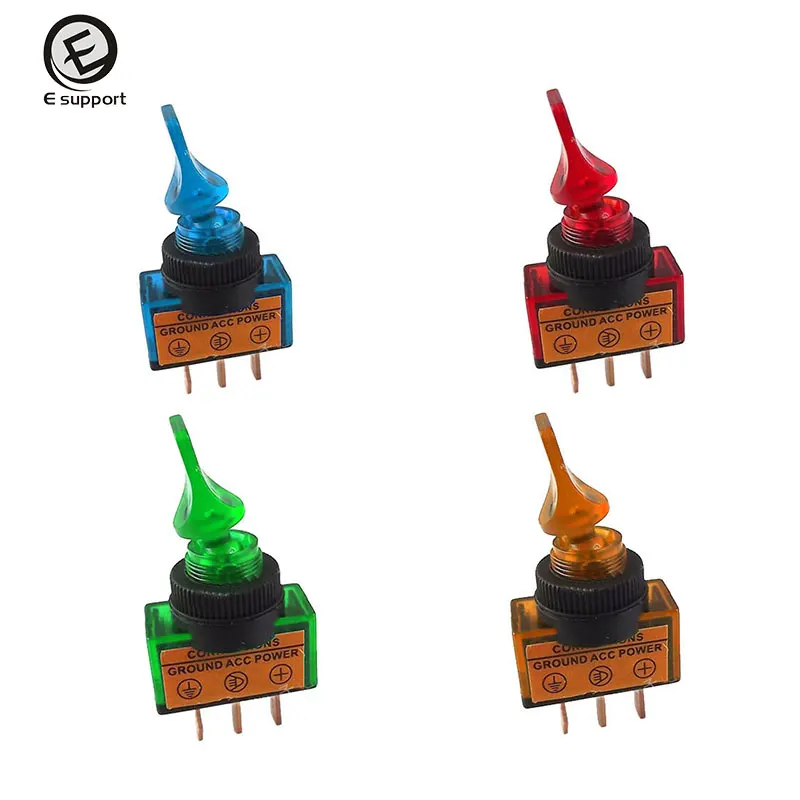 EE support 4 Pcs 4 Colors Mixed 12V 20A LED Toggle Switch OFF/ON SPST 3Pin Short Handle Rocker Universal Car Moto Accessories