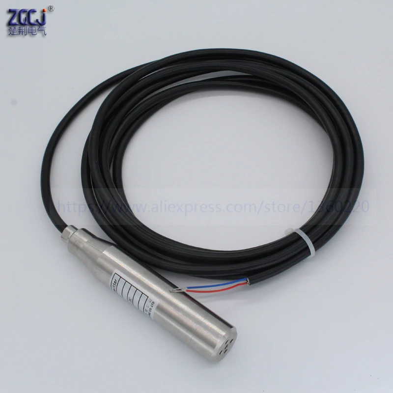 Transmisor de nivel de líquido, rango de medición de 5m, 24VDC, 4-20Ma, CC, transductor de nivel de agua con cable de 7m