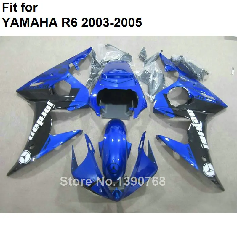 Free customize ABS plastic fairing kit for Yamaha YZF R6 2003 2004 2005 blue black motorcycle fairings set YZFR6 03 04 05 BC74