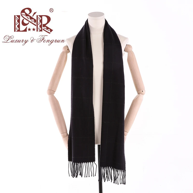 High Quality 100% Wool Scarf Men Autumn Winter Plaid Scarves Foulard Male 2021 Luxury Brand Neckercheif Tassel Bufandas Hombre