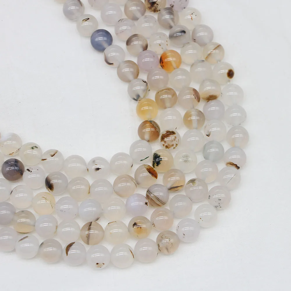 1 strand Natural White Black Flower Agat Stone Bead Round Loose Spacer Beads For Jewelry Making Findings DIY Bracelet Wholesale image 2