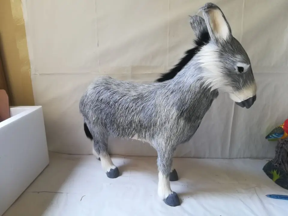 simulation gray donkey model polyethylene&furs standing donkey large 45x42cm handicraft home decoration gift b2688