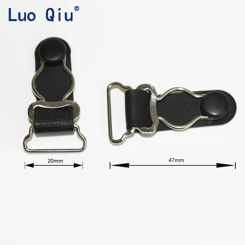 Luo Qiu100 pcs/lot 20MM Plastic Black Corset Leg Garter Belt Clip Hooks Suspender Ends Hosiery Stocking Grips suspender clips