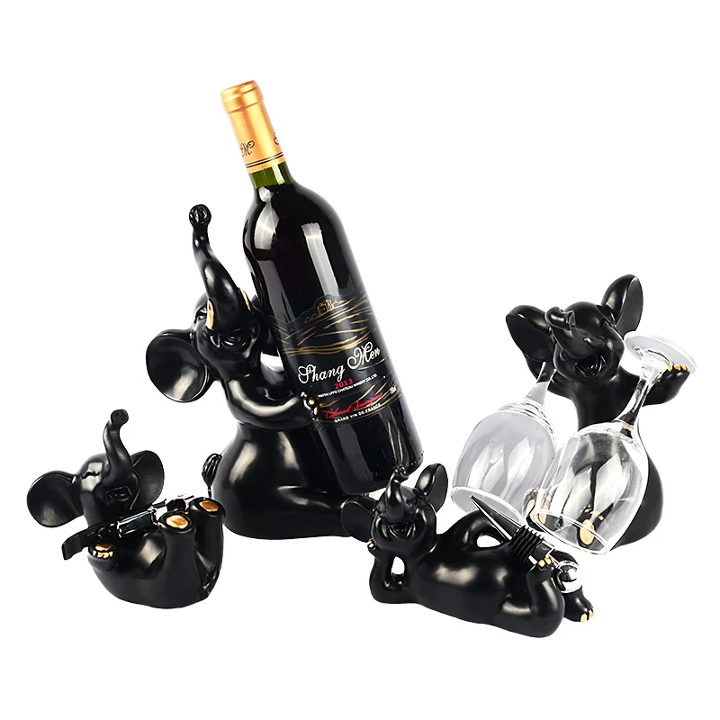 

Elephant famliy Wine Rack Bottle Holder creative Figurines & Miniatures resin Ceramic home decor crafts decoration accessories