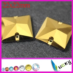 Oro ematite/aurum colore cucire su cristalli di forma quadrata strass posteriore piana con fori