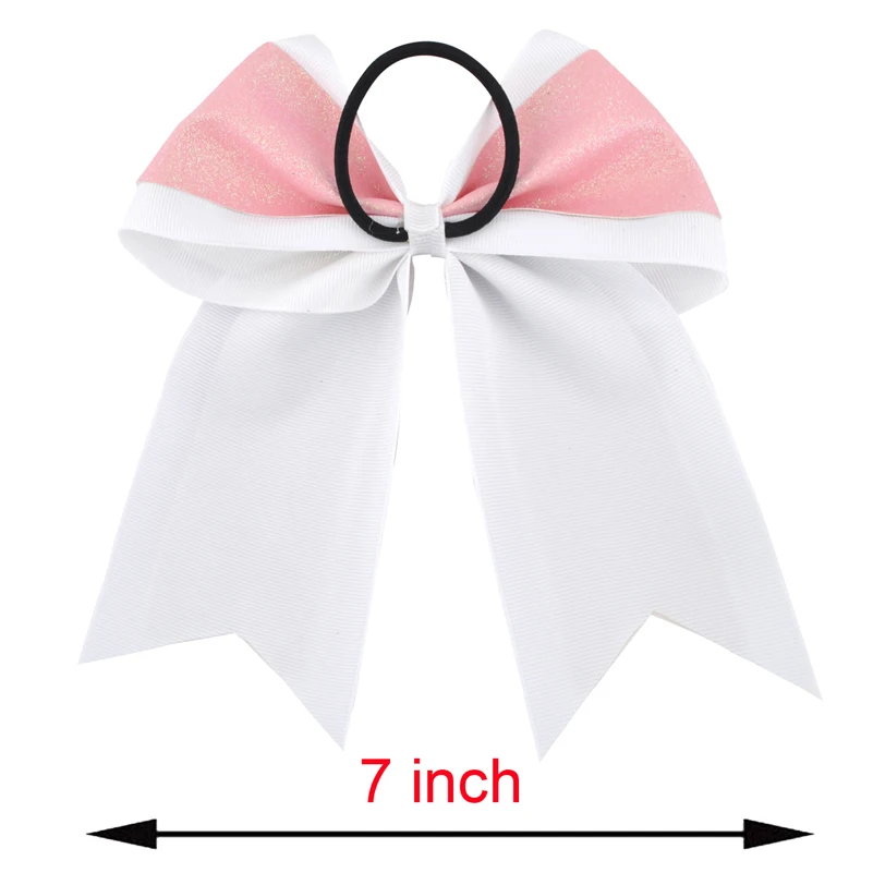 7 Inch Girls Fashion Sequin Cheerleading Hair Bow Glitter Grosgrain Ribbon Bows Women Elastic Band Ponytail Children Hair Holder