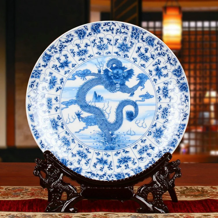 Jingdezhen ceramics and ceramic crafts antique hanging plate high-grade decorative ornaments boutique Home Furnishing