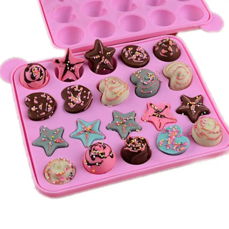 

20-Cavity Candy Love Star Lollipop Chocolate Candy Silicone Mold Baking Mould