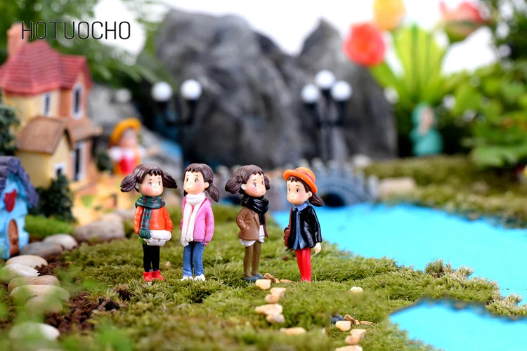 4 pcs Winter Xiaomei doll Moss micro-landscape small creative Zakka figurine home decorations fairy garden miniatures
