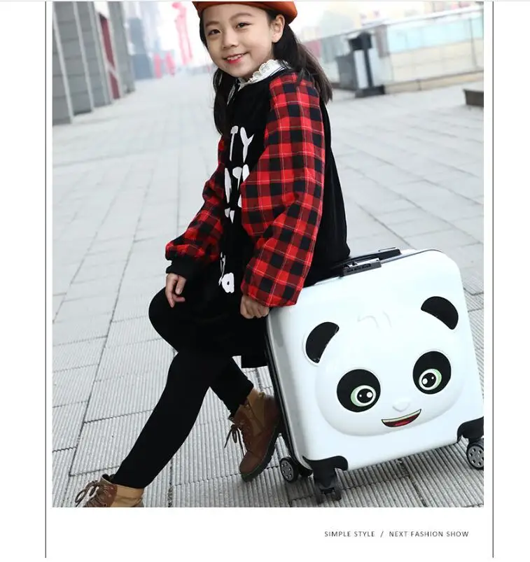 Panda Kid Travel luggage suitcase Trolley bags on wheels Kid wheeled carry on baggage Spinner  Children Rolling suitcase for Boy