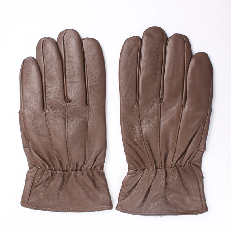 Genuine Leather Gloves New Winter Men Gloves Warm Soft Men\'s Sheep Hair Lining Sheepskin Glove Mittens