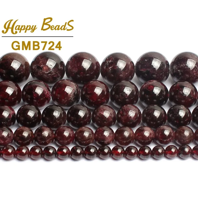 Natural Gem Dark Red Garnet Round Loose Spacer Beads For Jewelry Making 15.5inches 4,6,8,10,12mm Pick Size DIY Bracelet Necklace