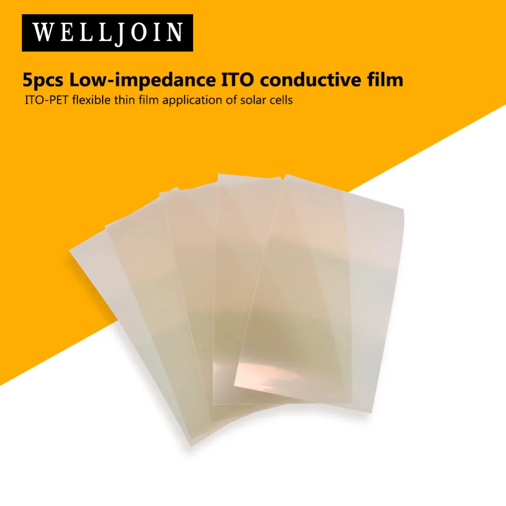 5pcs Low-impedance ITO conductive film ITO-PET flexible thin film solar cell application