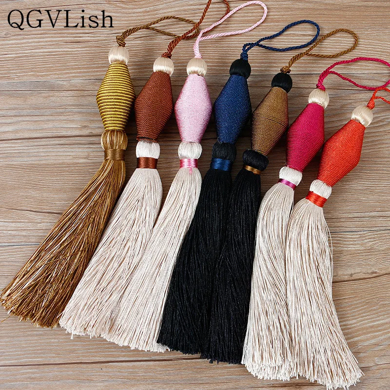 

QGVLish 20Pcs Curtian Cord Small Tassel Fringe Curtain Accessories DIY Sofa Valance Decor Key Tassel For Sewing Bookmark Decor